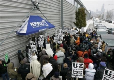 Workers Rallying in front of Republic Windows and Doors in Chicago-December 2008